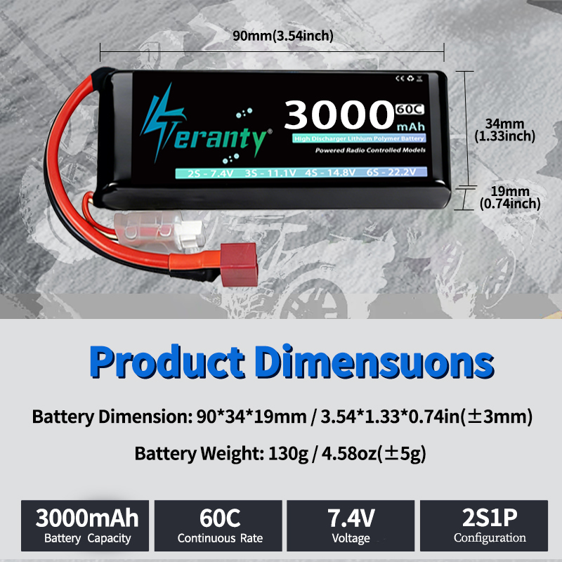 Bateria Lipo TERANTY 2S 3000mA - Drone Rc Leading avaliação e preço
