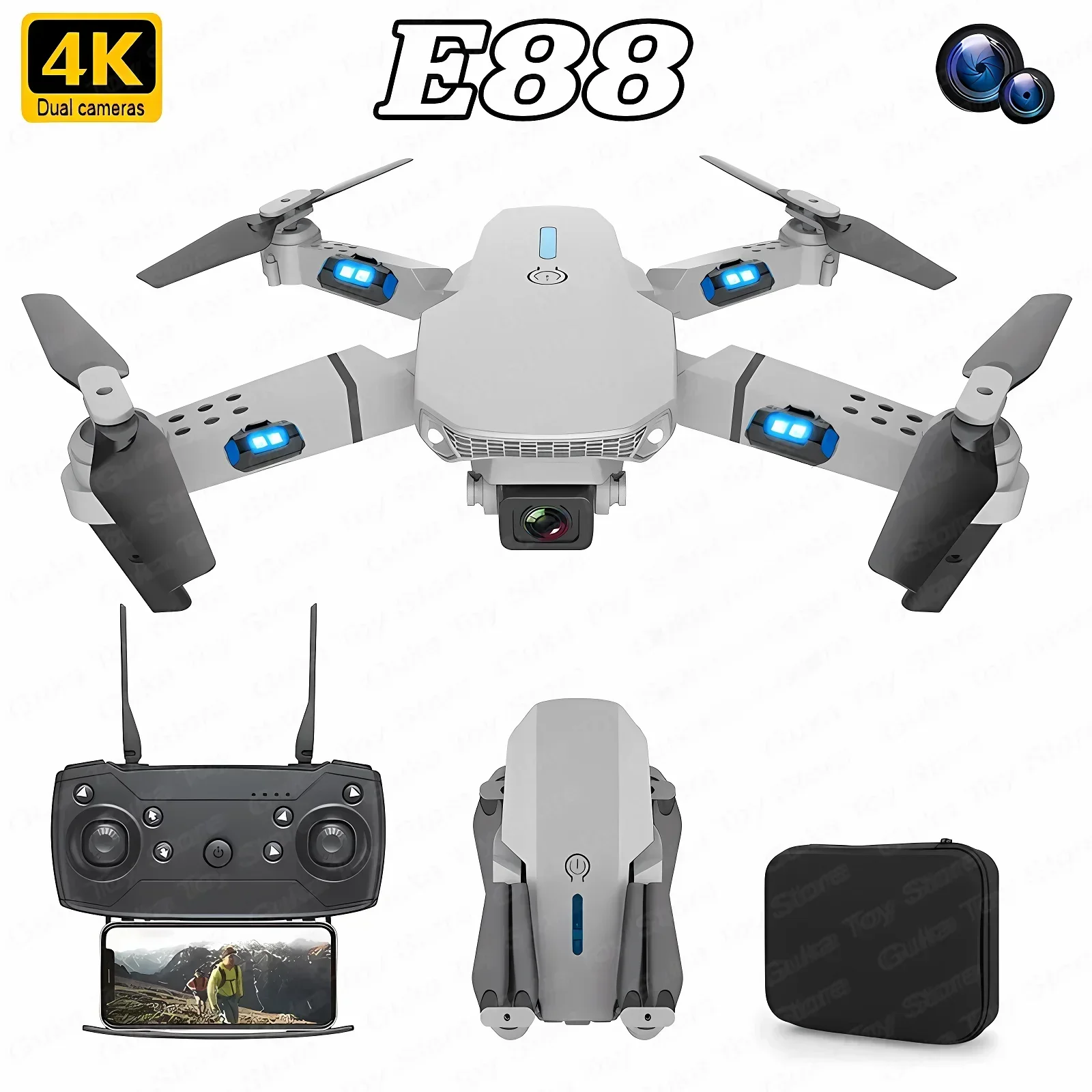 E88 pro wifi fpv drone grande  - Drone E88 Rc Quadcopter avaliação e preço